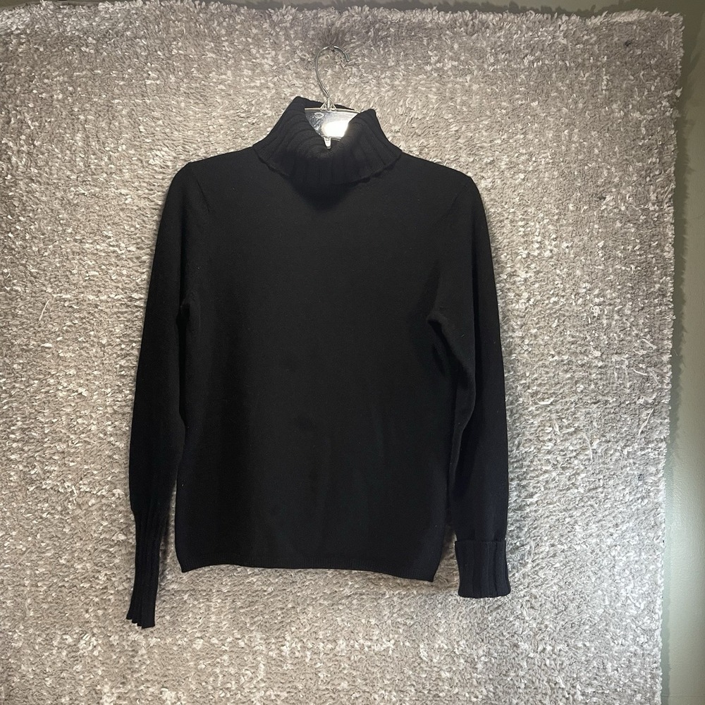 TWEEDS Turtleneck 2-Ply CASHMERE S Black Sweater Preppy Old Money Academia S